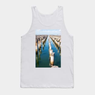 Rows of old wooden wharf piles in Melbourne, Australia. Tank Top